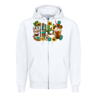 White Coffee cups Zipper Hoodie - Artiststas