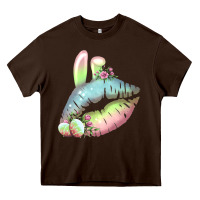 Chocolate Brown Eared Paster Color Easter Lips Heavy Core Tee - Bettercallsaul