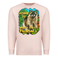 Pale Pink raccoon home is where the trash is Premium Sweatshirt - BarkalooDesign