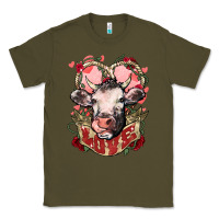 Army Green Cow Valentine's Day love Classic Tee - HowdyJamesFarm