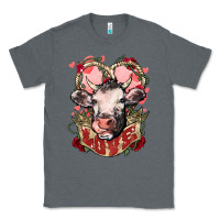 Charcoal Heather Cow Valentine's Day love Classic Tee - HowdyJamesFarm