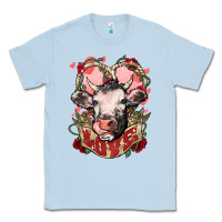 Dusty Blue Cow Valentine's Day love Classic Tee - HowdyJamesFarm