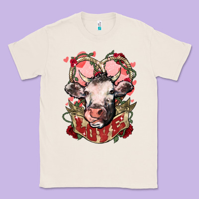 Cow Valentine's Day Love Classic Tee Designed By Howdyjamesfarm