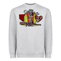 Heather Grey softball vibes Heavyweight Sweatshirt - SublimationCraftShop
