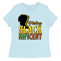 Baby Blue feeling blacknificent Ladies Tee - NancyCooperArtShop