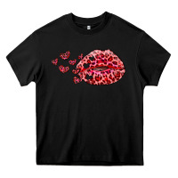 Black kiss with leopard and hearts Heavy Core Tee - RanaPortraitStore