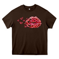 Chocolate Brown kiss with leopard and hearts Heavy Core Tee - RanaPortraitStore