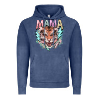 Vintage Denim Mama tiger lightning bolt Vintage Hoodie - HowdyJamesFarm