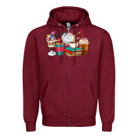 Burgundy Teacher Coffee Cups Zipper Hoodie - Artiststas