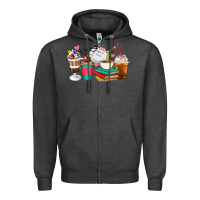 Charcoal Heather Teacher Coffee Cups Zipper Hoodie - Artiststas