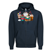 Navy Teacher Coffee Cups Zipper Hoodie - Artiststas