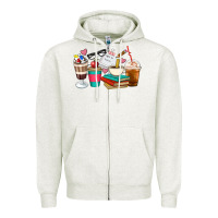 Oatmeal Heather Teacher Coffee Cups Zipper Hoodie - Artiststas