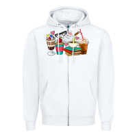 White Teacher Coffee Cups Zipper Hoodie - Artiststas