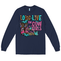Navy long live the cowgirls olivia Long Sleeve Tee - OliviaCreatesArt