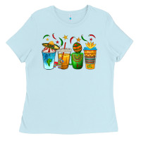 Baby Blue Cinco de Mayo Coffee Cups Ladies Tee - texasbilliewilder