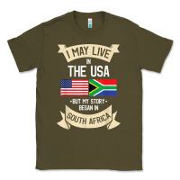 Army Green South Africa American Flag USA South African Roots Gifts Classic Tee - trangStudio