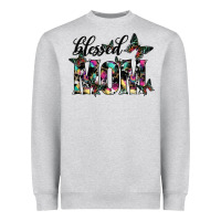Heather Grey blessed mom Heavyweight Sweatshirt - SublimationCraftShop