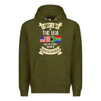 Army Green South Africa American Flag USA South African Roots Gifts Premium Hoodie - trangStudio