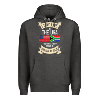 Charcoal Heather South Africa American Flag USA South African Roots Gifts Premium Hoodie - trangStudio