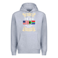 Heather Grey South Africa American Flag USA South African Roots Gifts Premium Hoodie - trangStudio