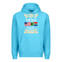 Ocean Blue South Africa American Flag USA South African Roots Gifts Premium Hoodie - trangStudio