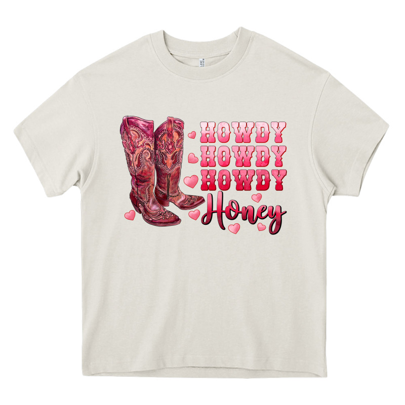 Howdy Howdy Howdy Honey With Cowgirl Boots Heavy Core Tee by RanaPortraitStore | Teevron