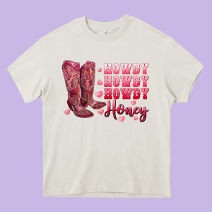 Howdy Howdy Howdy Honey With Cowgirl Boots Heavy Core Tee Designed By Ranaportraitstore