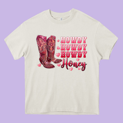 Howdy Howdy Howdy Honey With Cowgirl Boots Heavy Core Tee Designed By Ranaportraitstore