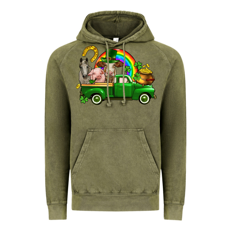 St. Patrick's Day Farm Animals Vintage Hoodie by CowGirlArtShop | Teevron