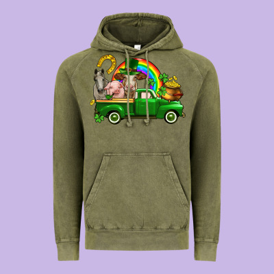 St. Patrick's Day Farm Animals Vintage Hoodie Designed By Cowgirlartshop