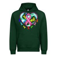 Forest Green heart earth and cancer ribbon Urban Hoodie - AdoDesignShop