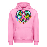 Fuchsia Pink heart earth and cancer ribbon Urban Hoodie - AdoDesignShop