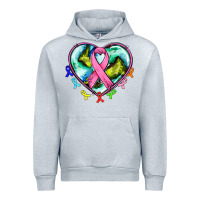Heather Grey heart earth and cancer ribbon Urban Hoodie - AdoDesignShop