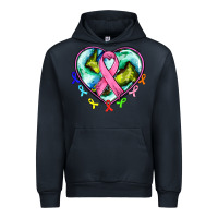 Navy heart earth and cancer ribbon Urban Hoodie - AdoDesignShop