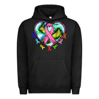 Pigment Black heart earth and cancer ribbon Urban Hoodie - AdoDesignShop