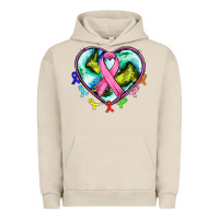 Pigment French Oak heart earth and cancer ribbon Urban Hoodie - AdoDesignShop