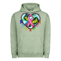 Pigment Oil Green heart earth and cancer ribbon Urban Hoodie - AdoDesignShop