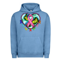 Pigment Pebble Blue heart earth and cancer ribbon Urban Hoodie - AdoDesignShop