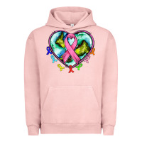 Pigment Salmon heart earth and cancer ribbon Urban Hoodie - AdoDesignShop