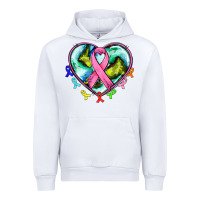 White heart earth and cancer ribbon Urban Hoodie - AdoDesignShop