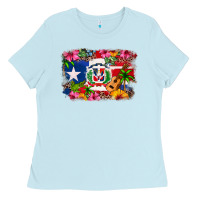 Baby Blue Dominican Republic and Puerto Rico Flag Ladies Tee - texasbilliewilder