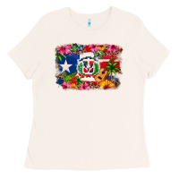 Bone Dominican Republic and Puerto Rico Flag Ladies Tee - texasbilliewilder