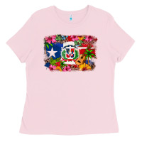 Bubblegum Pink Dominican Republic and Puerto Rico Flag Ladies Tee - texasbilliewilder