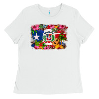 White Dominican Republic and Puerto Rico Flag Ladies Tee - texasbilliewilder