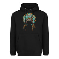 Black native american headdress turquise Heavyweight Hoodie - BarkalooDesign