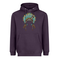 Plum native american headdress turquise Heavyweight Hoodie - BarkalooDesign