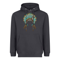 Smoke native american headdress turquise Heavyweight Hoodie - BarkalooDesign