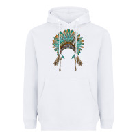 Native American Headdress Turquise Heavyweight Hoodie | Teevron