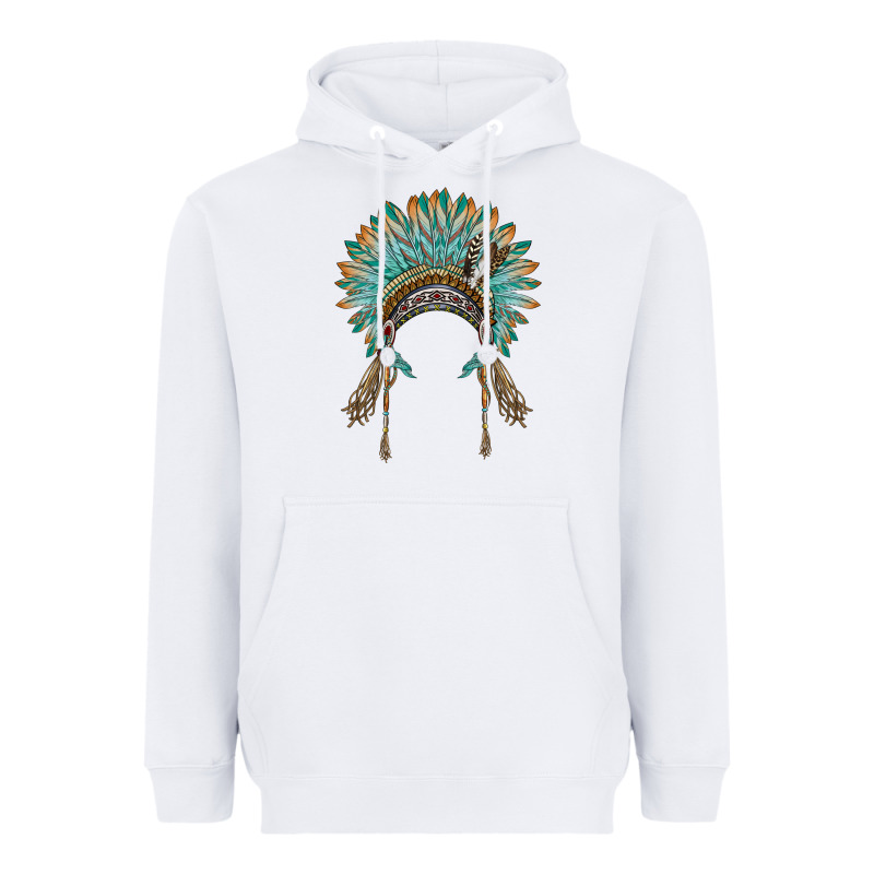 Native American Headdress Turquise Heavyweight Hoodie by BarkalooDesign | Teevron