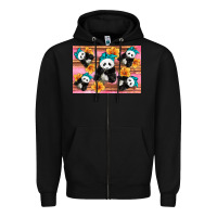 Black Baby panda flowers Zipper Hoodie - Artiststas